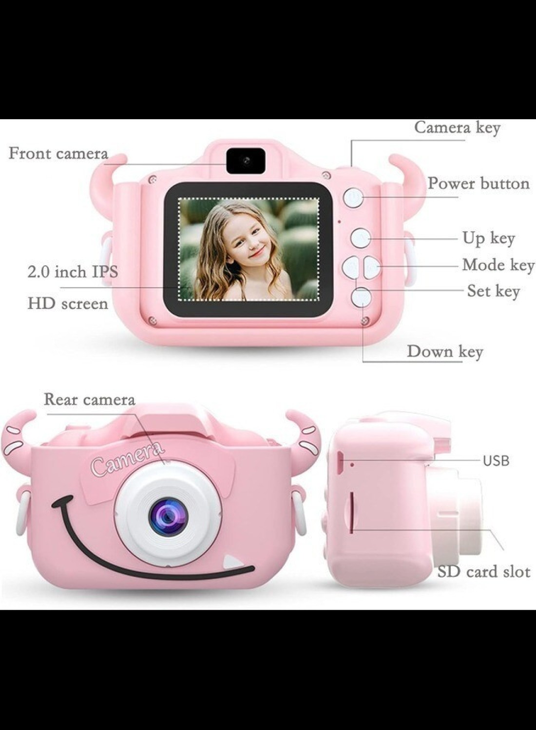 Radiotronics Kids Camera with Silicone Case, Video Camera for Children with Fun Games, Kids Digital Camera with Special Effects, Rechargeable Battery
