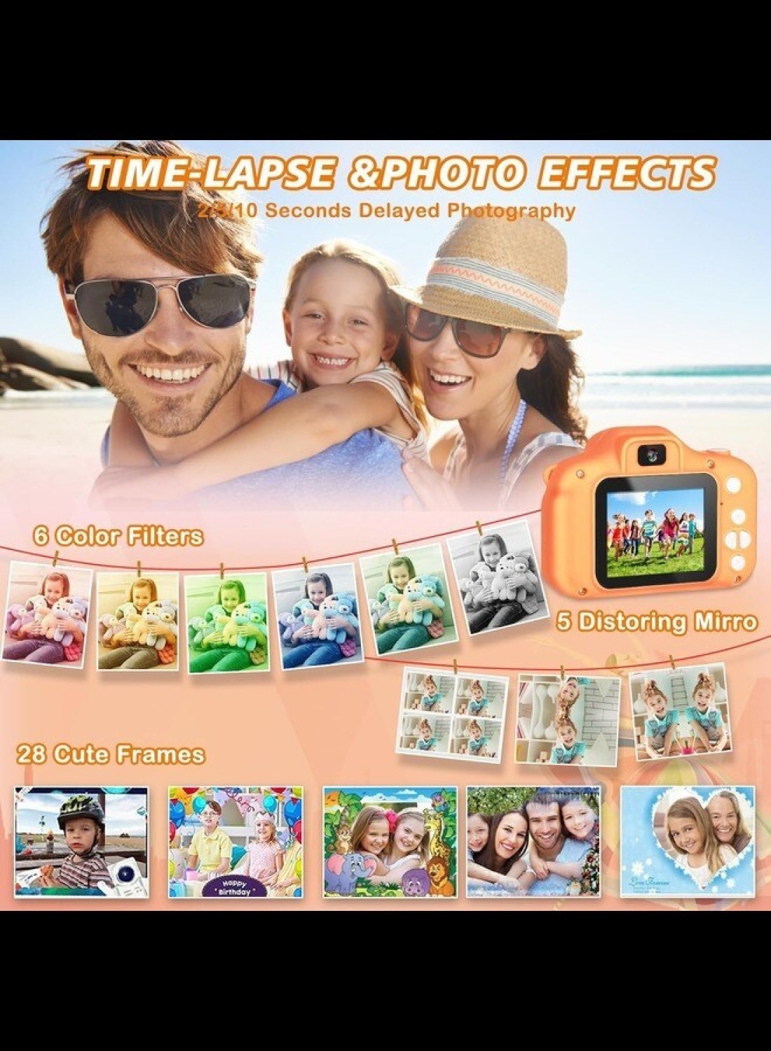Radiotronics Upgrade Toddler Camera Children Video Camcorder,Kids Digital Selfie Camera Toys with 32GB SD Card for 3 4 5 6 7 8 9 Year Old Girls and Boys
