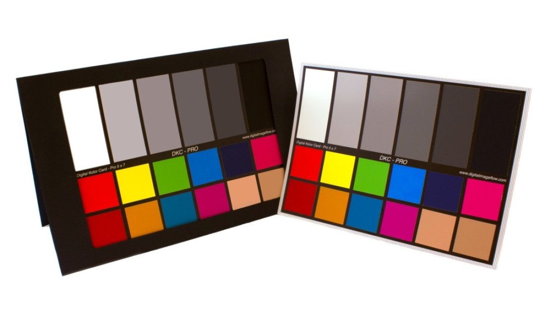 DGK Color Tools DKCPro 5 x 7 Set of 2 White Balance and Color Calibration Charts with 12 and 18 Gray Pro Quality Includes Frame Stand and User Guide