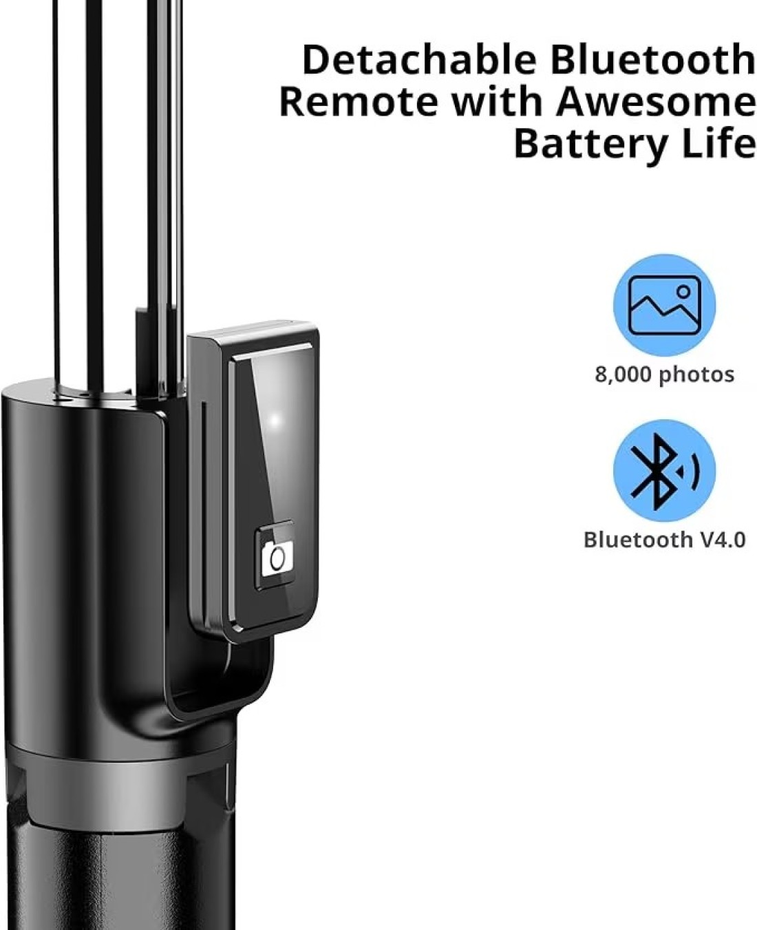 ATUMTEK 40&quot; Selfie Stick Tripod, Extendable Bluetooth Selfie Stick with Wireless Remote, 360-degree Rotation, Compatible with GoPro, iPhone and Android Smartphones, Mini Tripod, Table Tripod Black