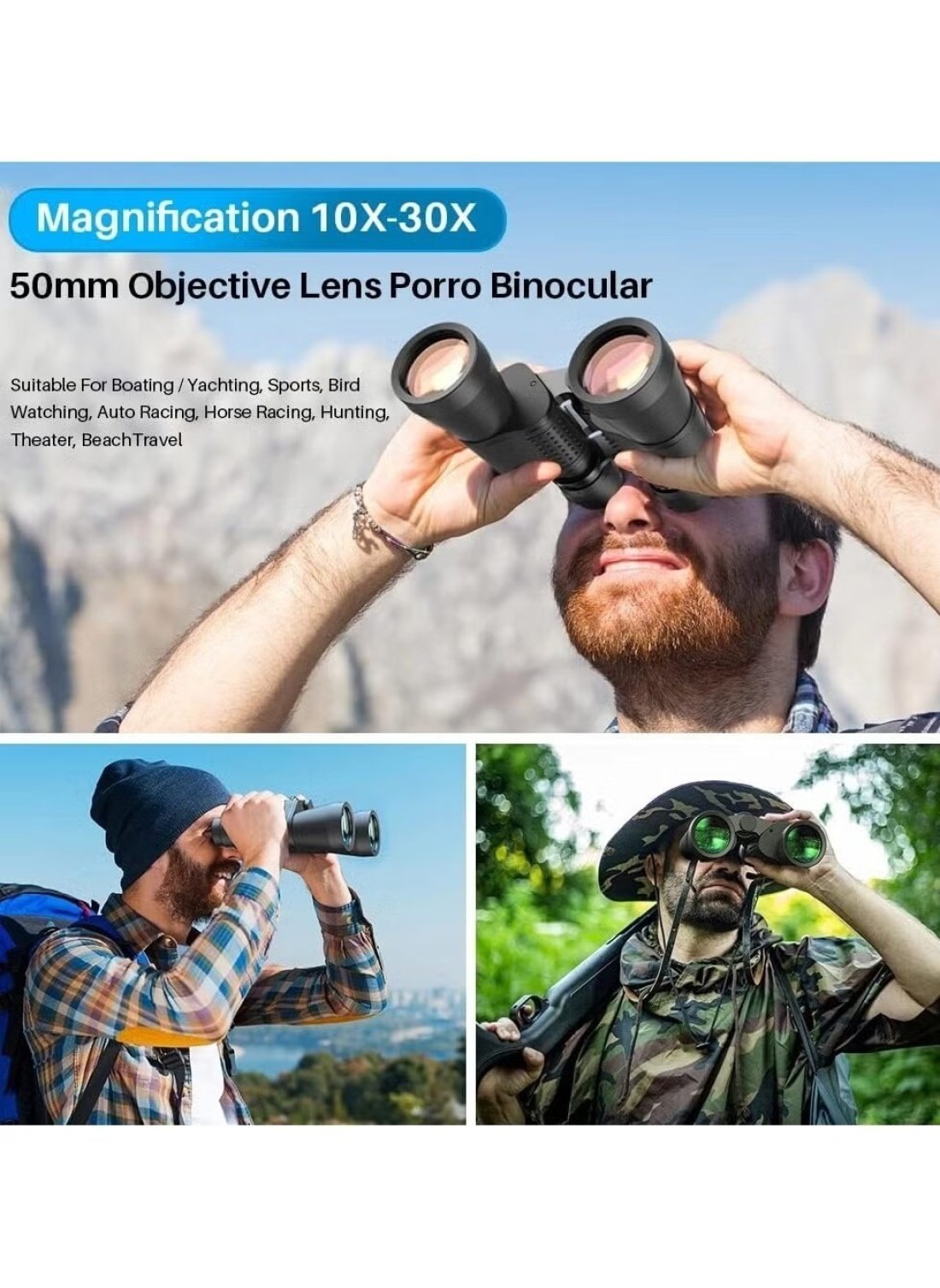 Dual Zoom Powerful Binoculars Long Range Spyglass Bak4 Prism Monocular Hunting For Camping Equipment