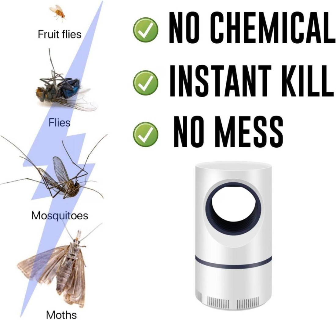 FITTO Non-Toxic Electronic Mosquito Killer Lamp – UV Light Fly Zapper with Powerful Cyclone, USB-Powered Insect Trap for Indoor and Outdoor Use, Safe for Bedrooms, Kitchens, Offices, and More