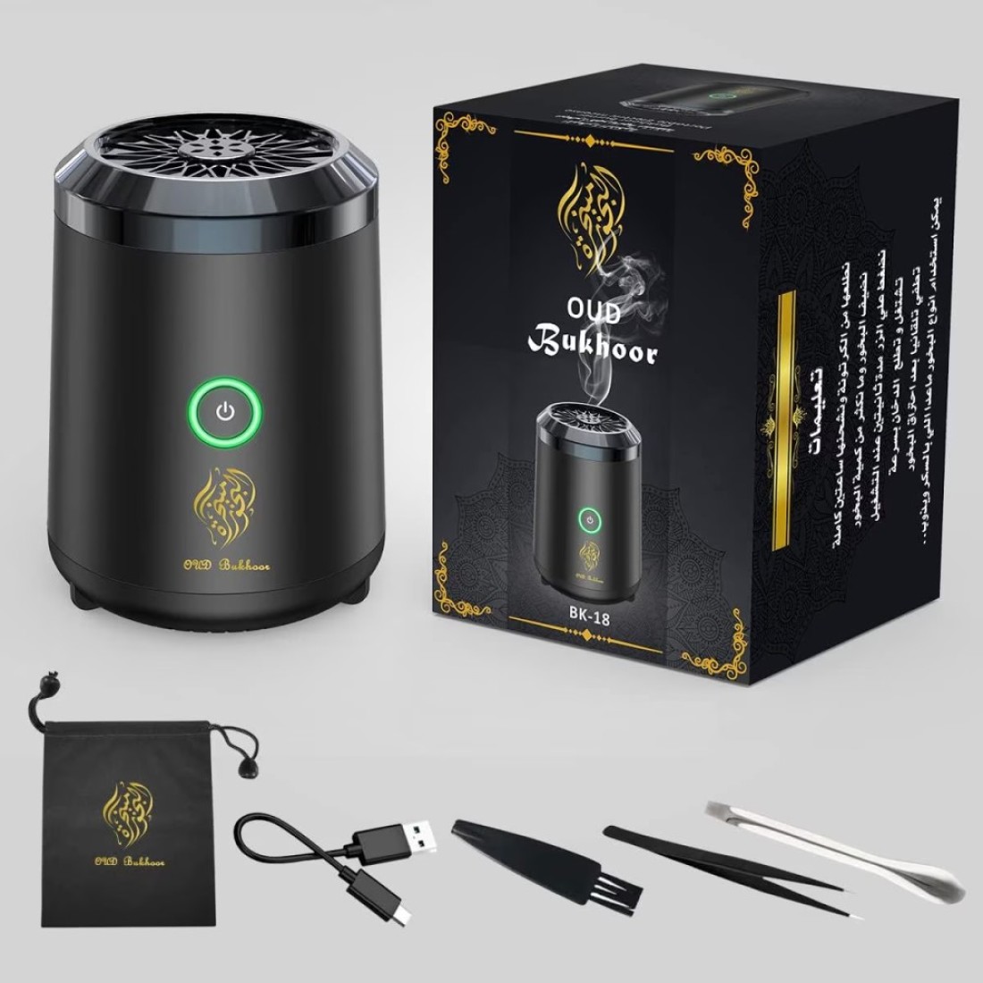 FITTO Mini USB Portable Incense Burner Arab Bakhoor Electric Aroma Diffuser Compact and Stylish Incense Holder for Car, Home, Office, and Travel Ceramic Heating Element with Zinc Alloy Shell