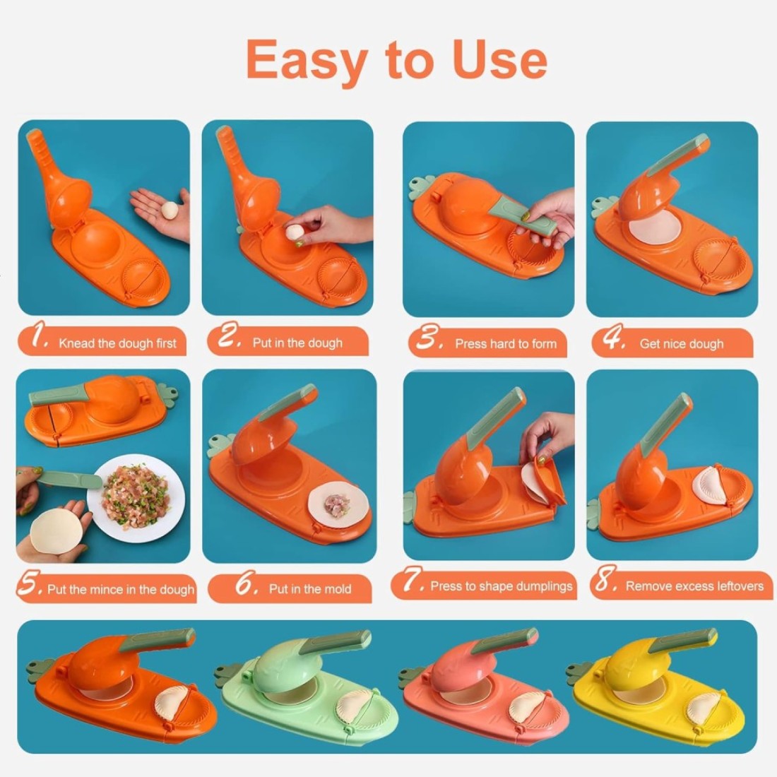 Fitto 2-in-1 Dumpling Maker - Easy DIY Dumpling & Ravioli Maker with Press Mould and Stuffing Spoon, Quick & Simple Dumpling Press Tool for Homemade Dumplings, Empanadas, Ravioli, Pastries & More