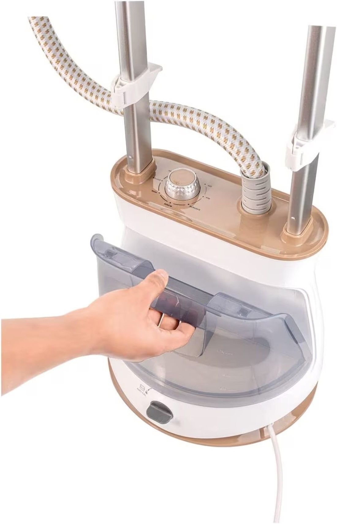 Black + Decker Upright Garment Steamer, 2400W, 1.5L, 35gm/Min Steam, Multiple Attachments, GST2400-B5 (Adjustable Double Poles Rotary Wheels, For Quick Wrinkle Free &amp; Santized Garment)