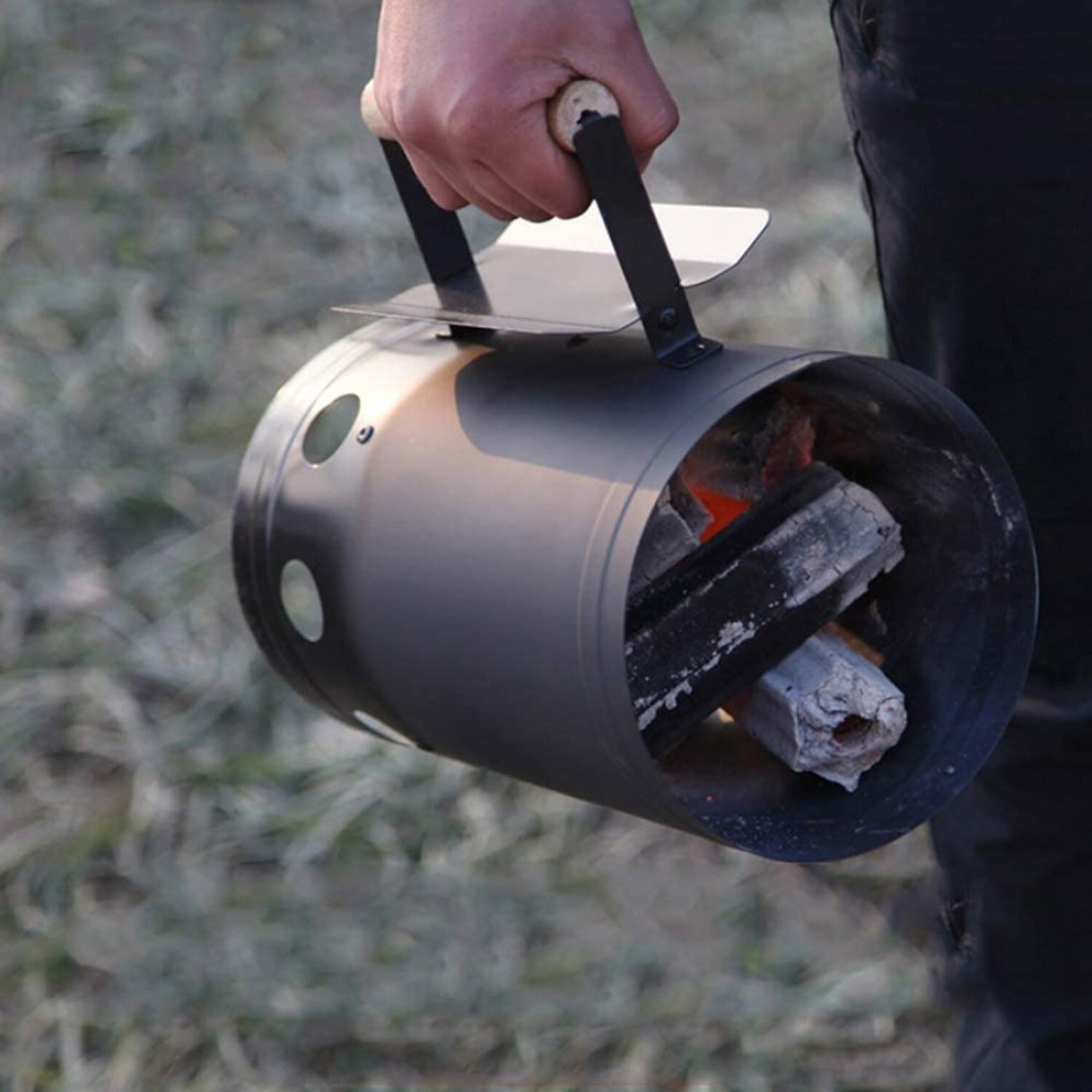 Coal Burner and Charcoal Chimney Burner Starter for Bbq Barbeque - Steel Cooking Stove Fire Chimney Starter BBQ Tools