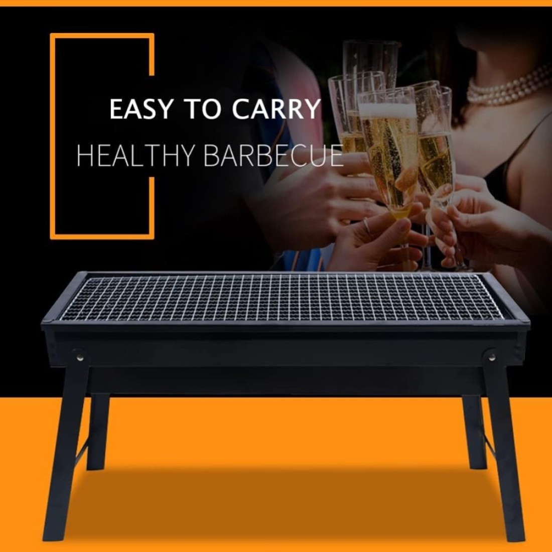 Portable Charcoal Barbecue Grill Foldable Stainless Steel BBQ Grill for Outdoor Camping Household Cooking Picnics Lightweight Durable Compact BBQ Equipment
