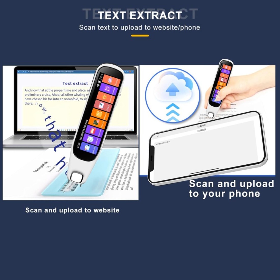 Translation Pen Scanner Text to Speech Device OCR Digital Pen Reader Exam Reading Pen for StudentsDyslexia Wireless Language Translator for Travelers International Business Personnel WHITE