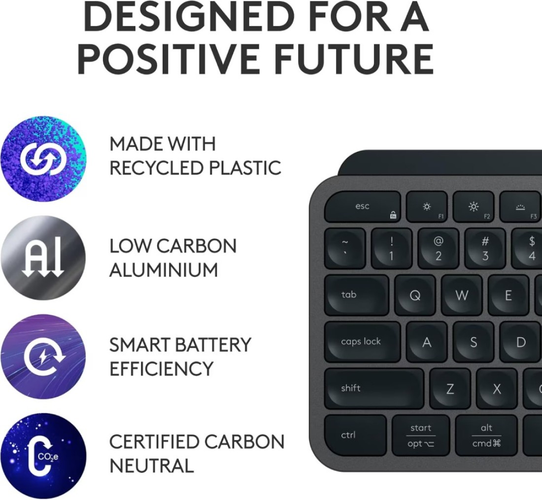 لوحة مفاتيح MX Keys S المتقدمة اللاسلكية المضيئة (الجرافيت) لوحة مفاتيح تخطيط إنجليزية دولية أمريكية لأجهزة الكمبيوتر التي تعمل بنظام Windows وLinux وChrome وMac
