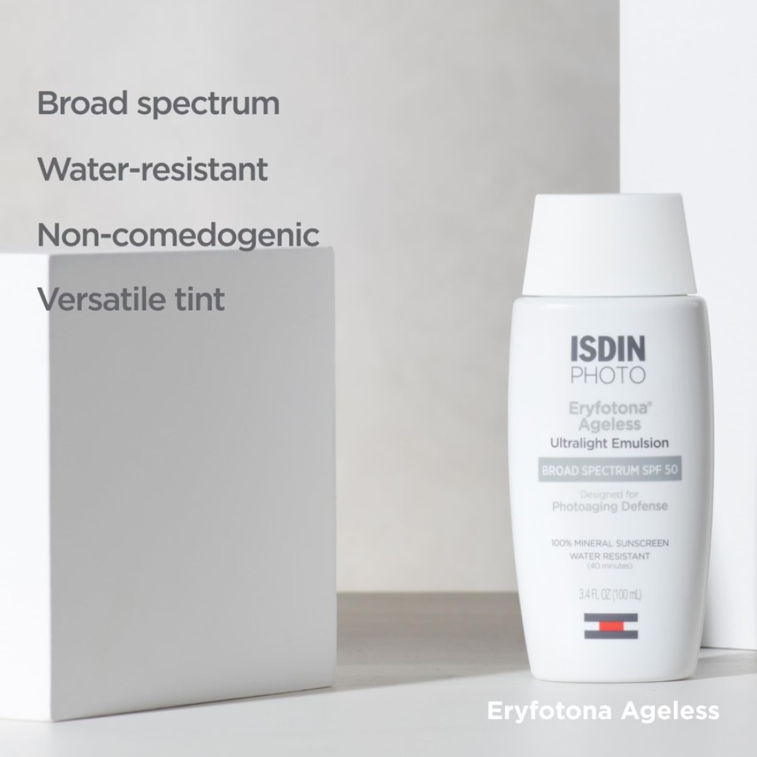 ISDIN Eryfotona Ageless Sunscreen Zinc Oxide and 100 Mineral Tinted Sunscreen SPF 50