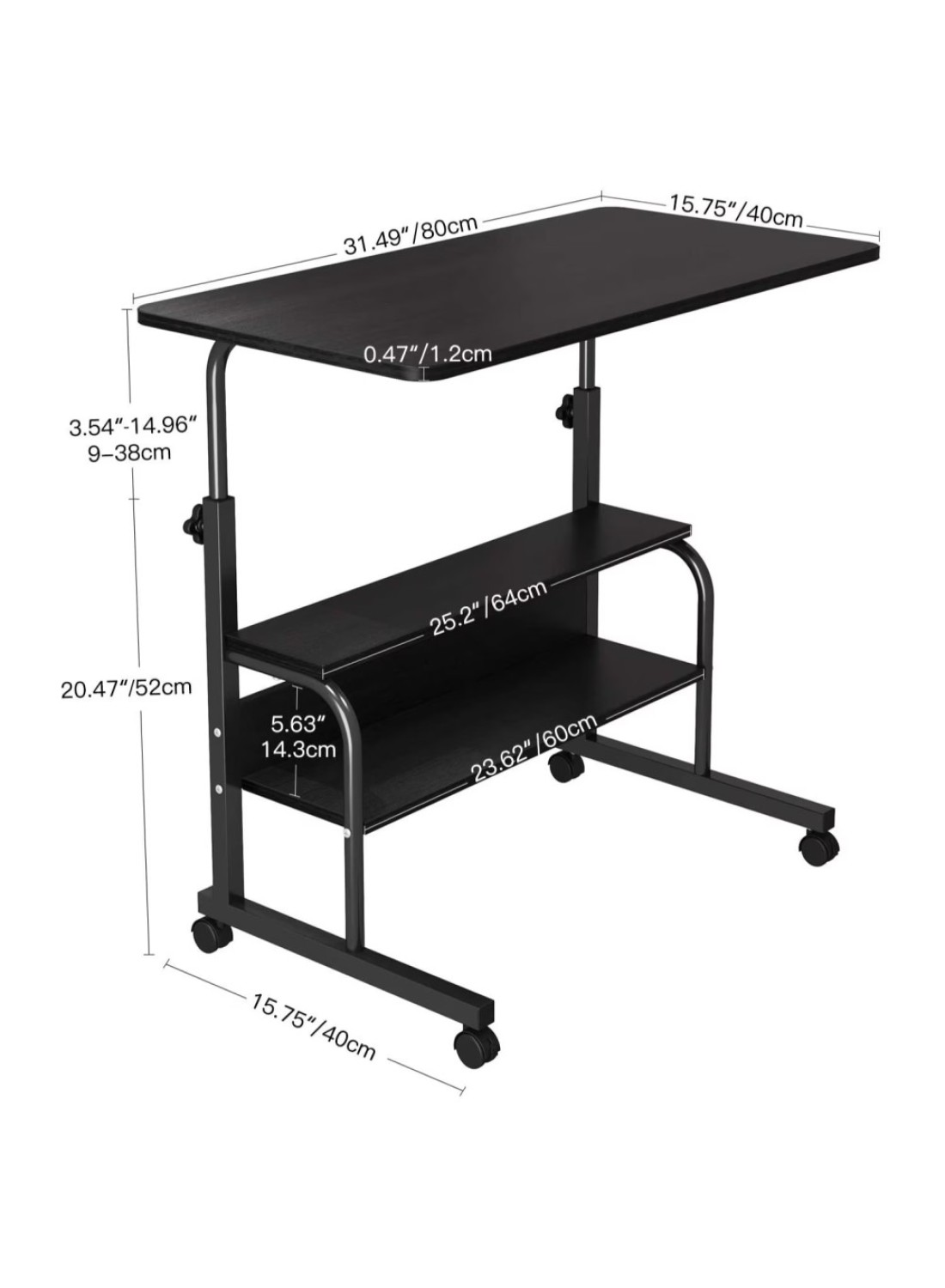 Computer Desk Home Office Desks Standing Adjustable Laptop Desk for Small Spaces, Portable Work Study Desk Table, Modern Pc Gaming Desk with Storage for Bedroom