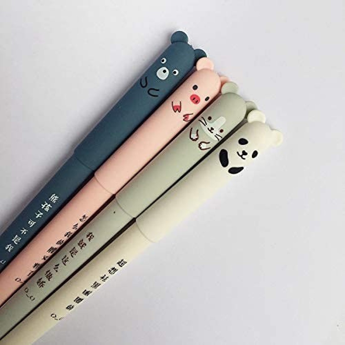 bouti1583 4 Pcsset Kawaii Pig Bear Cat Mouse Erasable Gel Pen School Office Supplies Stationery Gift 035mm Black Ink Black Ink Color
