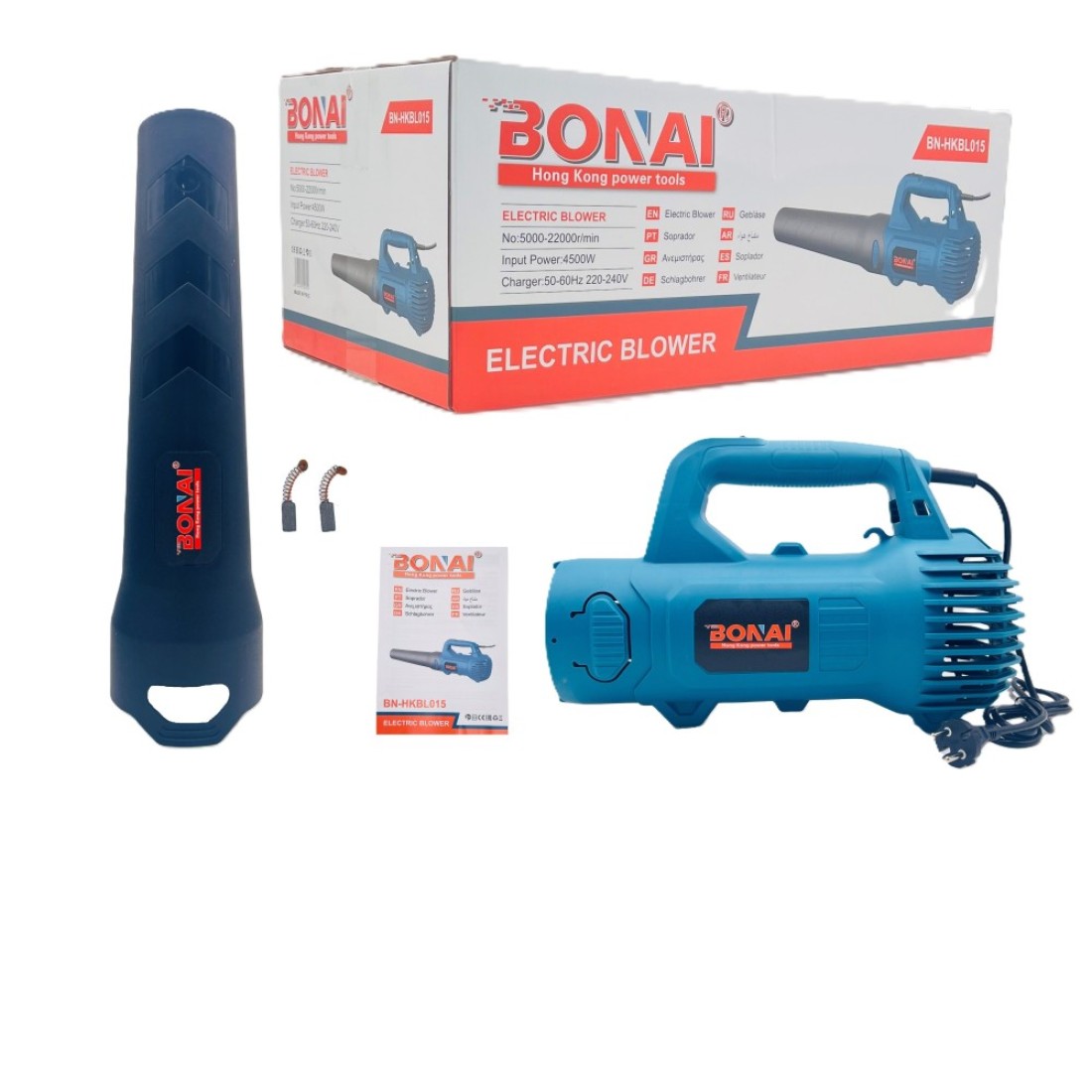 BONAI Electric Blower, 4500W Power, 5000-22000 RPM, 220-240V, Heavy Duty Portable Leaf and Dust Blower for Outdoor and Indoor Use, BN-HKBL015