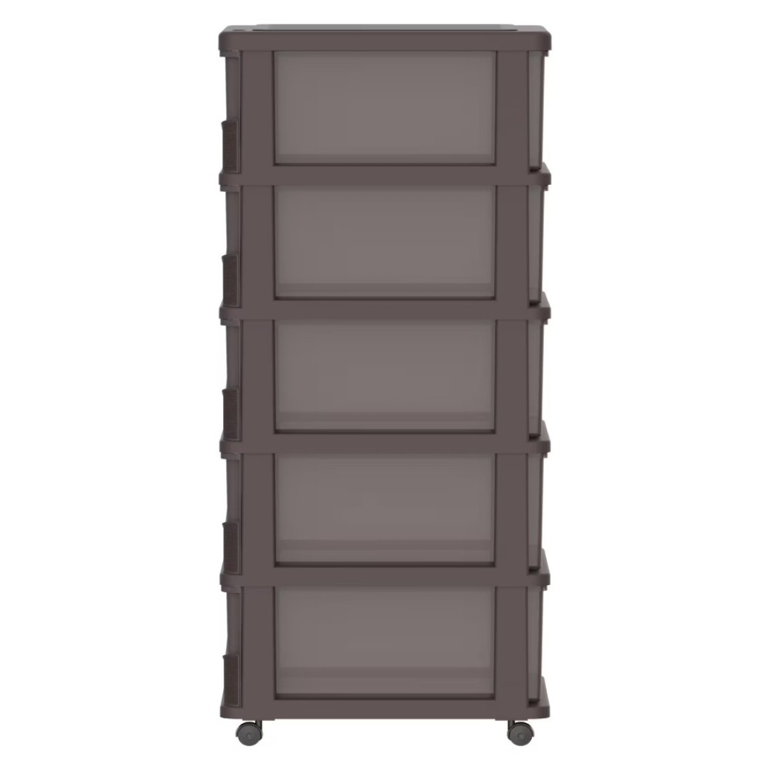 Cosmoplast Cedargrain 5 Tiers Storage Cabinet With Drawers And Wheels Dark Brown 50x40x114cm
