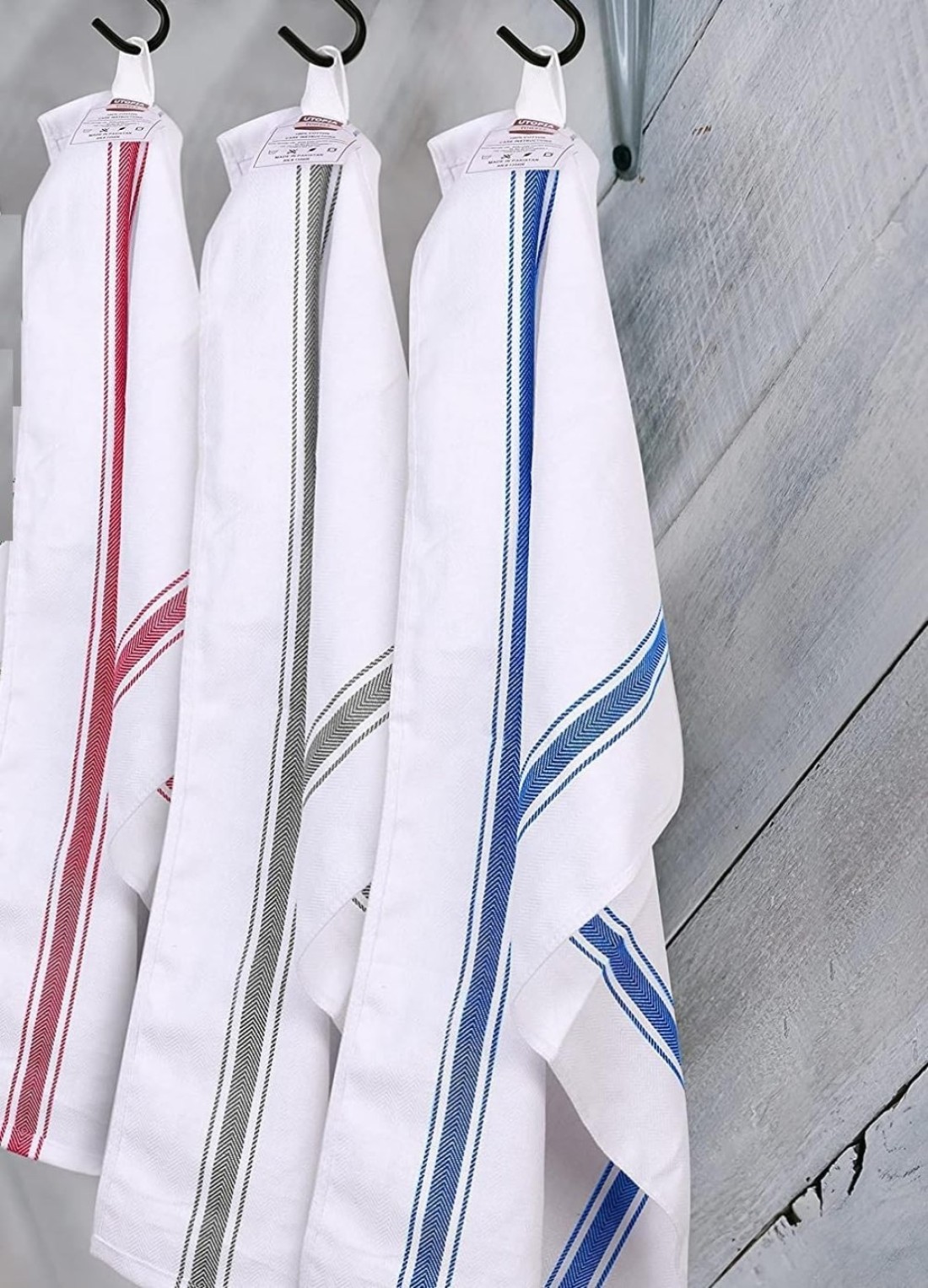 ماهمير® مناشف اطباق مقاس 16 × 27 انش (40 × 70 سم) 100% من القطن المغزول حلقيا، مناشف مطبخ كتان فائقة الامتصاص، شريط تنظيف ناعم قابل لاعادة الاستخدام ومجموعة مناشف الشاي (6 قطع، رمادي)