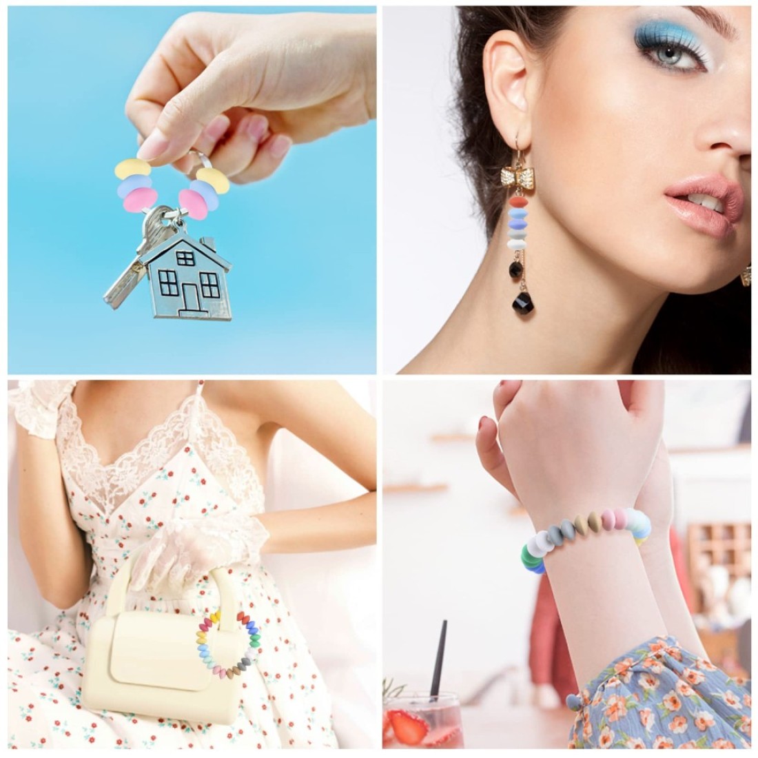 120Pcs Silicone Abacus Beads Bulk 12mm Shaped Lentil Silicon Beads 12 Colors for Keychain Making DIY Jewelry Making