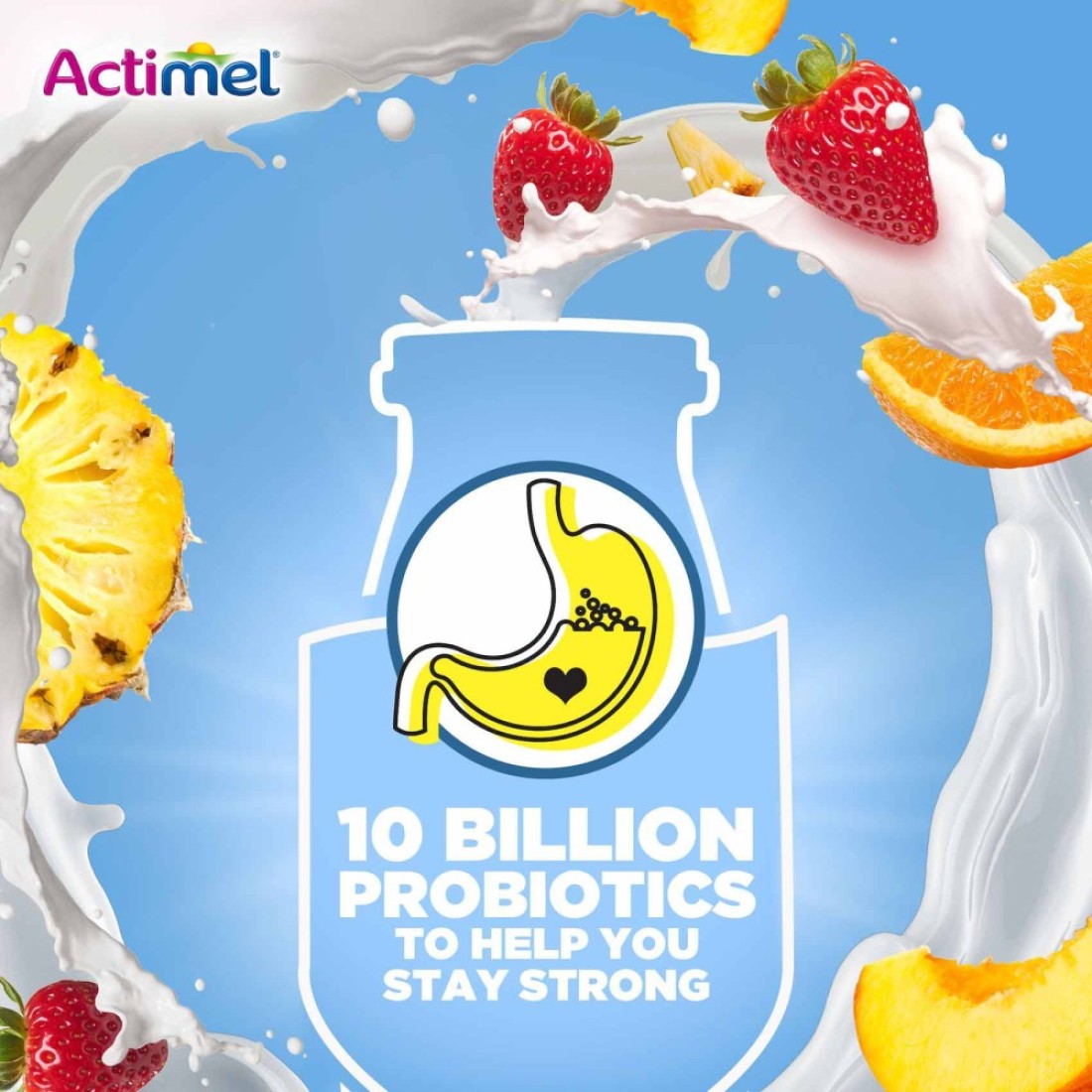 Actimel Multi-Fruit Flavored Low Fat Dairy Drink 93ml Pack of 4