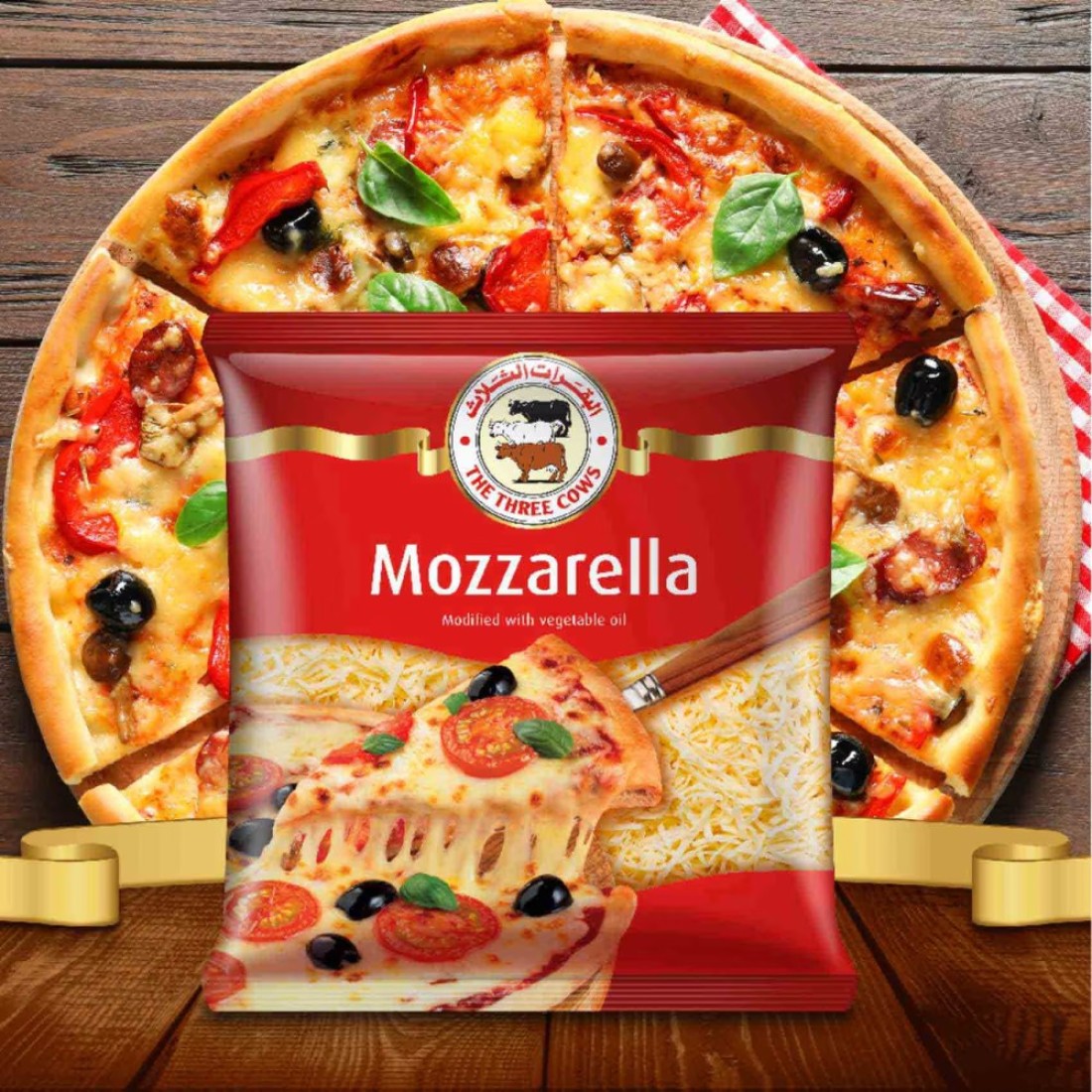The Three Cows Mozzarella Shredded Cheese, 1kg