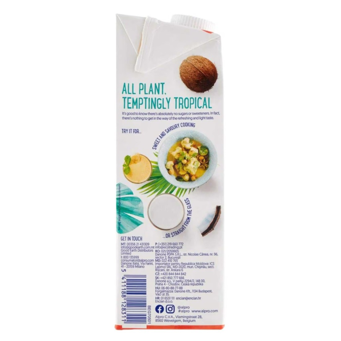 Alpro Coconut Unsweetened Drink, 100% Plant-Based, Lactose Free 1L Pack of 2