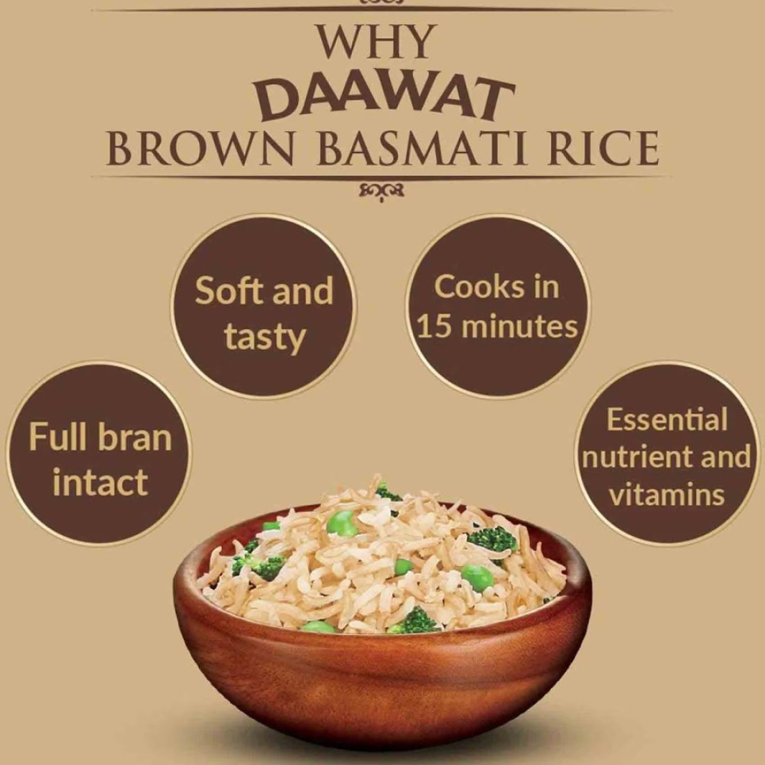 Daawat Brown Basmati Rice, 1kg
