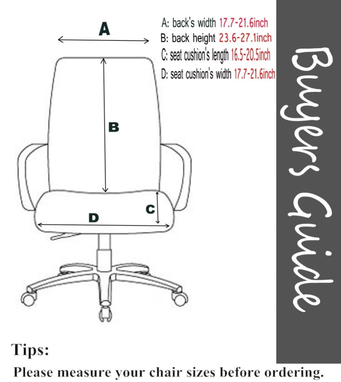 Deisy Dee Computer Office Chair Covers for Stretch Rotating Mid Back Chair Slipcovers Cover ONLY Chair Covers C162 Black