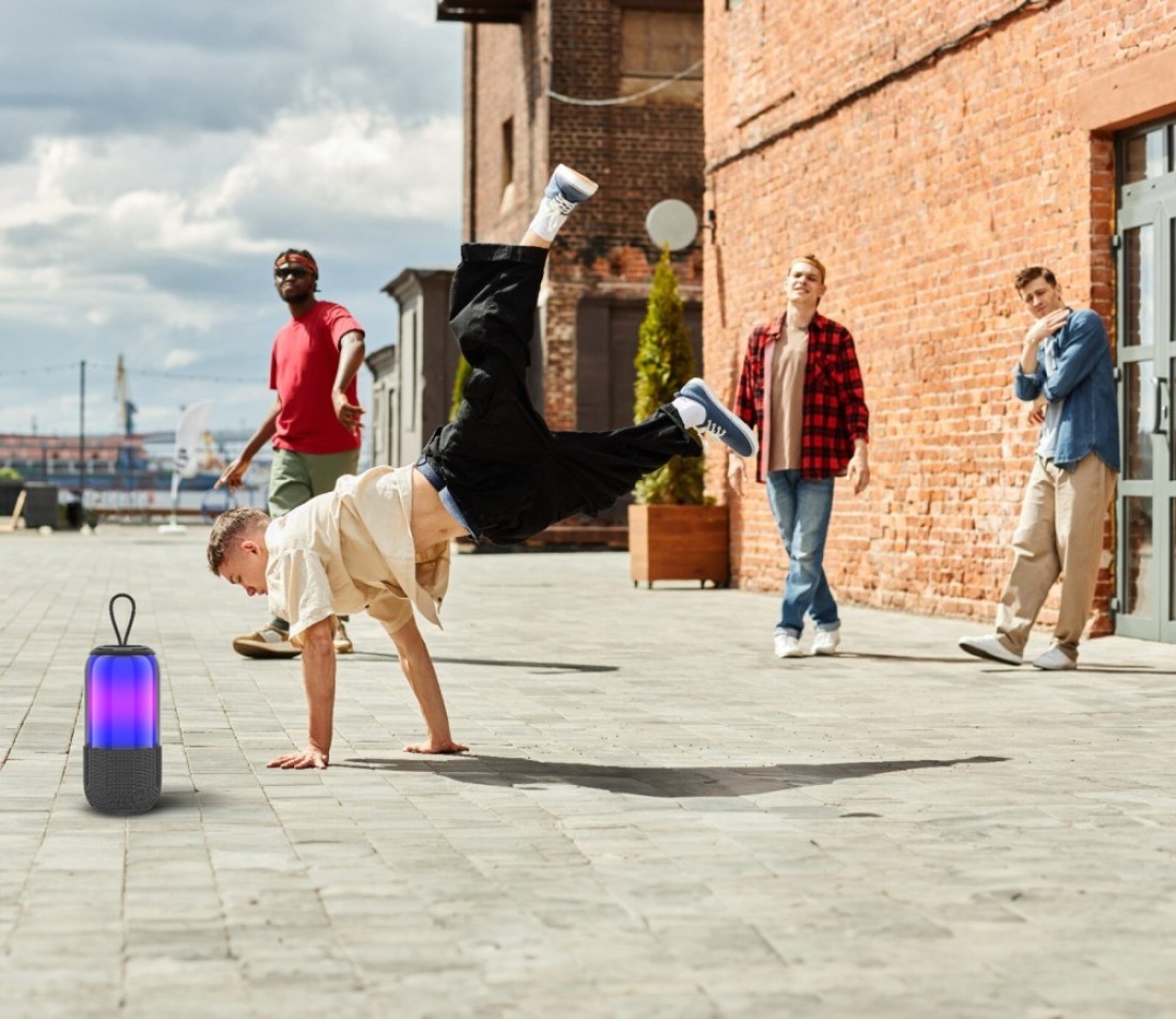 Green Lion Palma 2 RGB Portable Speaker, 1500mAh Battery, 5W Power, IPX7 Waterproof, TWS, RGB Light, Extra Bass, 52mm Speaker, Bluetooth V5.3, 6H Playtime - Black
