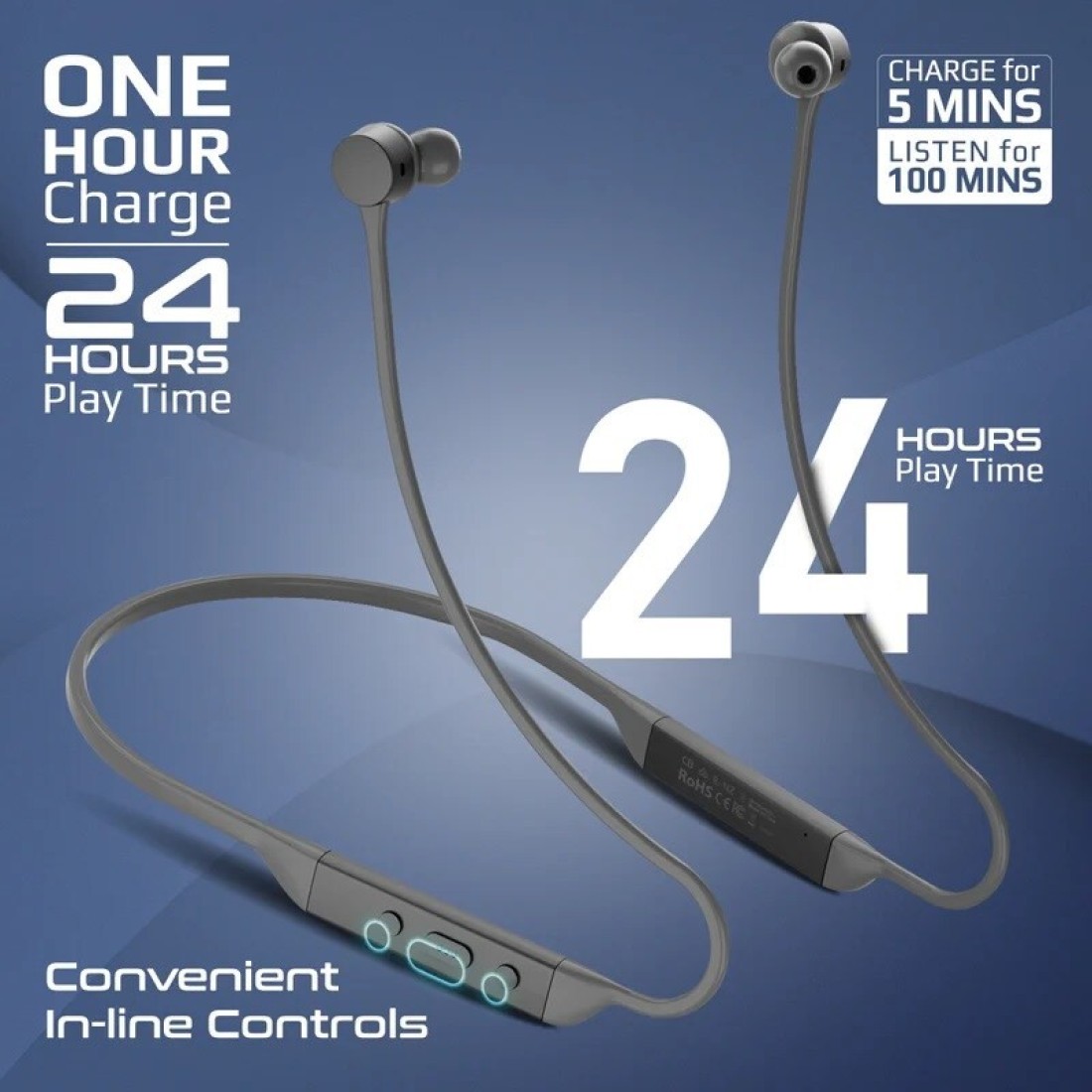 High-Fidelity Liquid Silicone Wireless Neckband Earphones
