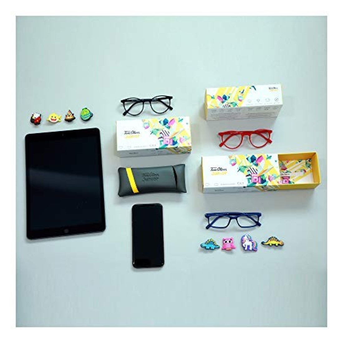 TOM OLIVER JUNIOR Blue Light Blocking Computer Screen Glasses - Anti Blue Light, Protection Eyewear for Children from Digital Screen Time for Boy&#39;s &amp; Girl&#39;s Age 5 - 12 (Rectangle, Blue)