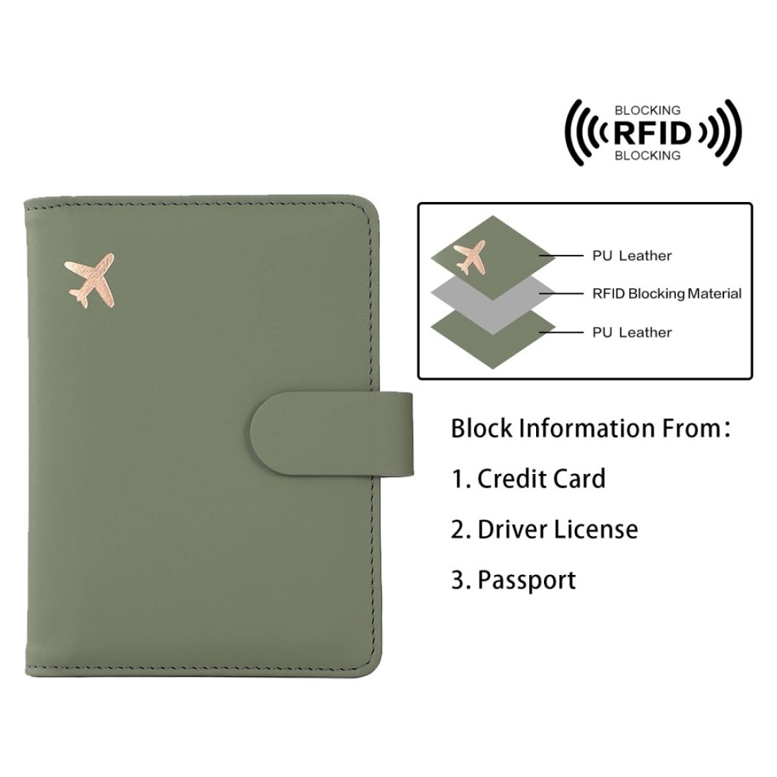Melsbrinna Passport HolderPassport Holder Card SlotsCute Passport cover for WomenMenWaterproof Rfid Blocking Travel Wallet Moss green New