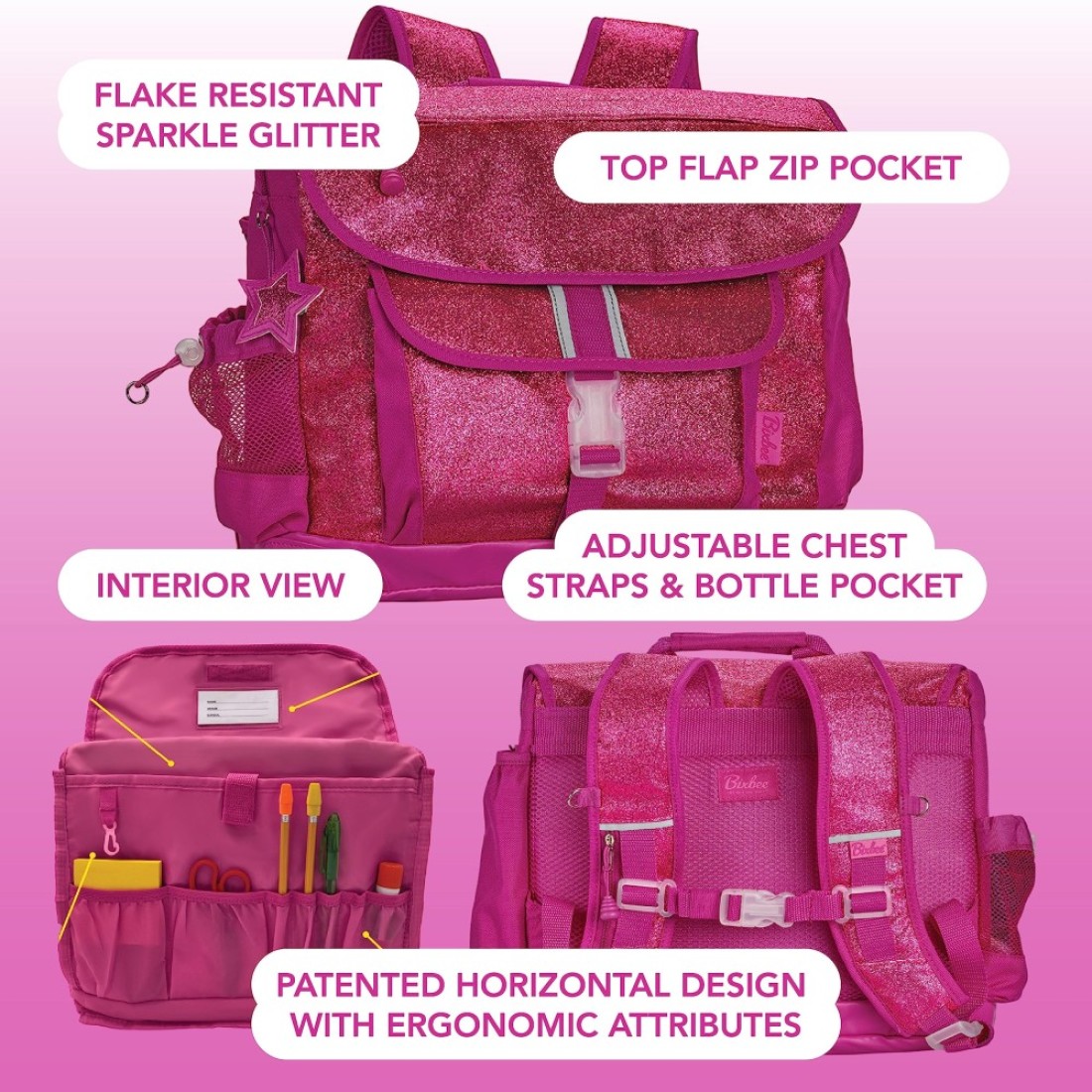 Bixbee Kids Backpack Sparkalicious Ruby Raspberry Medium