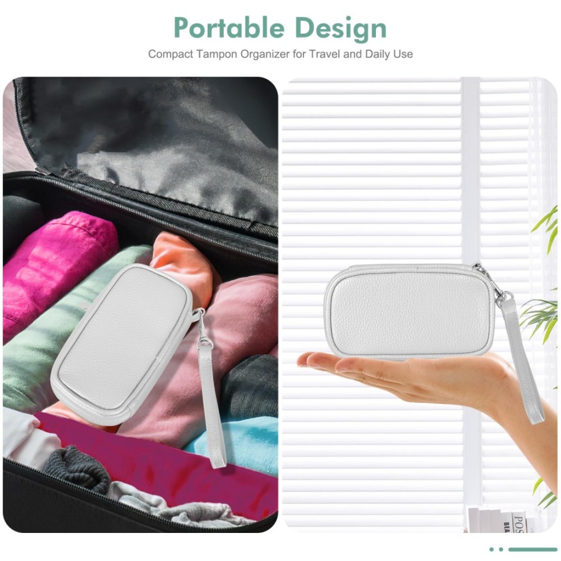 Cute Tampon Storage Bag Tampon Holder for Purse Tampon Organizer Bag with Handle PU Leather Tampon Pouch Small Case for Feminine Products with Zipper Period Bags for Teen Girls Women