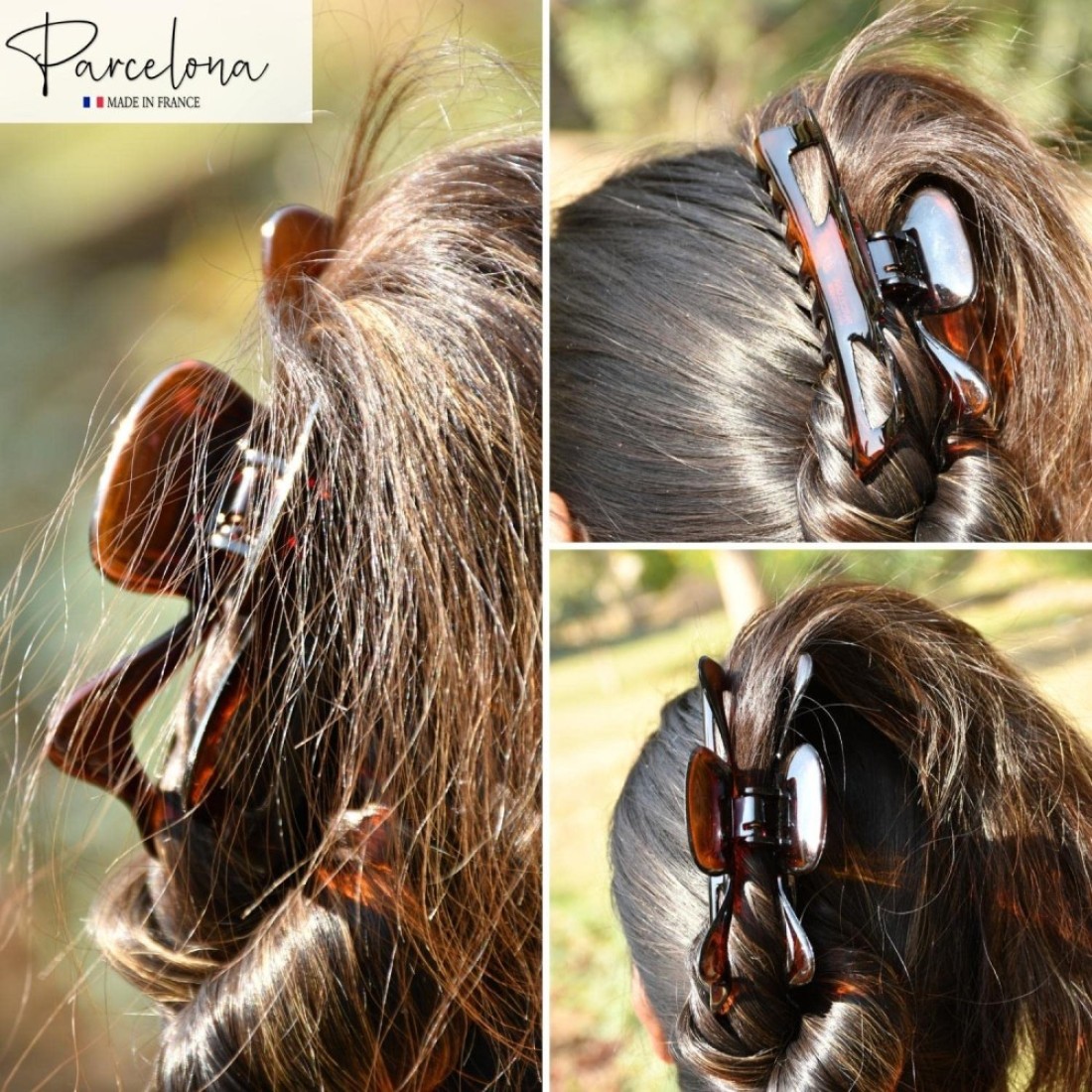 Parcelona French Classic Jumbo Large 5 12 Celluloid Acetate No Slip Grip Jaw Hair Claw Clip Strong Hold Durable Styling Volume Women Hair Accessories Made in France Tortoise Shell Brown