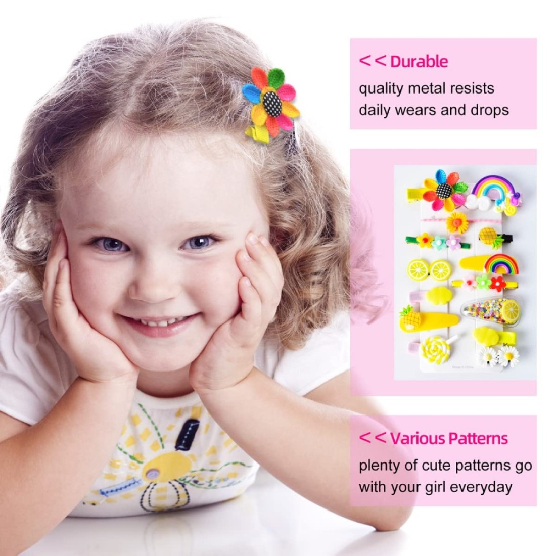 SKYNEO Baby Hair Clips Pin Barrettes for Girls Toddler Girls Accessories Kids Clips Styling Flower Rainbow Candy Fruits Butterfly Cute 42 Pieces