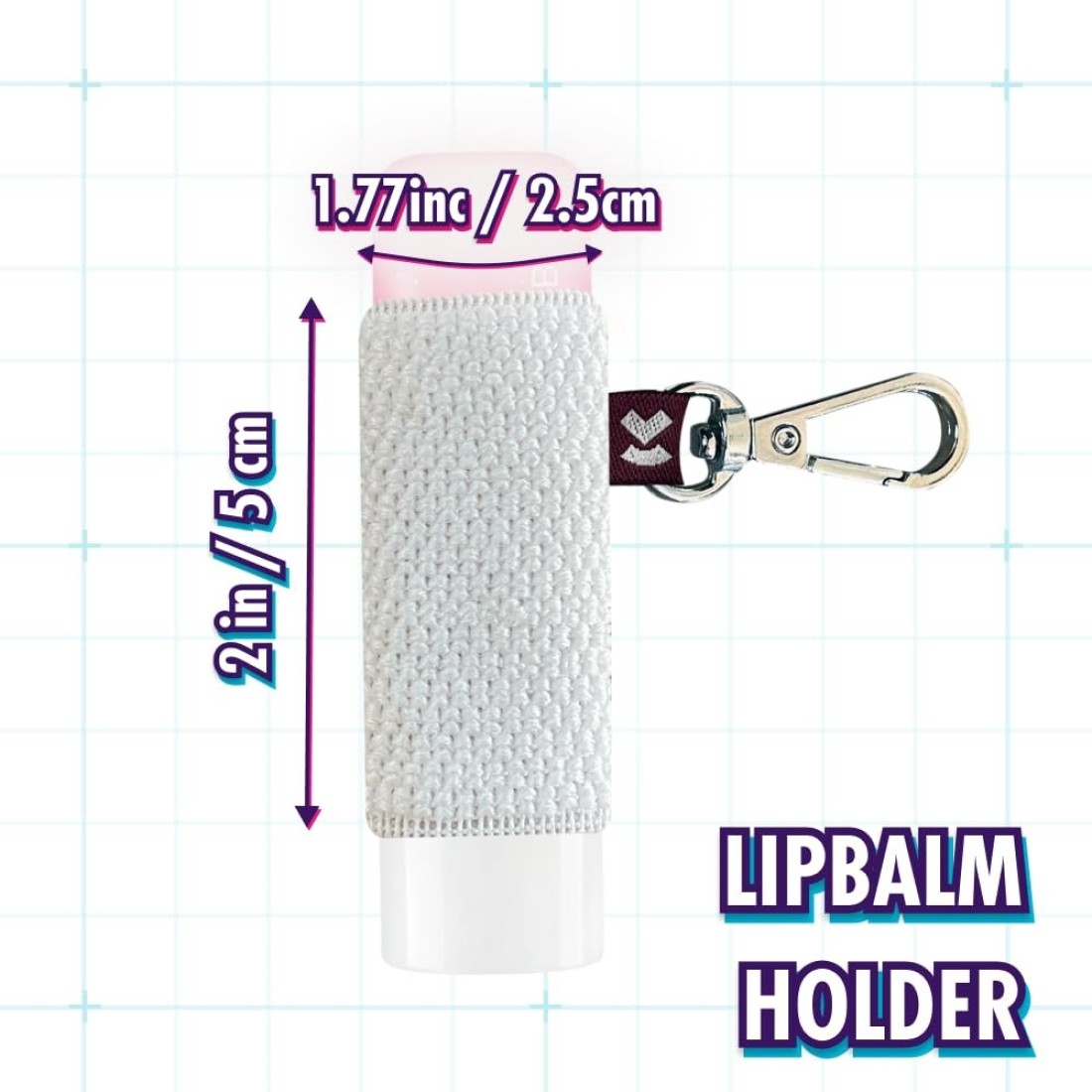 VCASE LipBalm Holder with Keychain Lipstick Holder Keychain Lip Gloss Holder Keychain Never Lose Your Lip Balm Lip Gloss or Lipstick with Cute Elastic Lip Balm Keychain Holder White