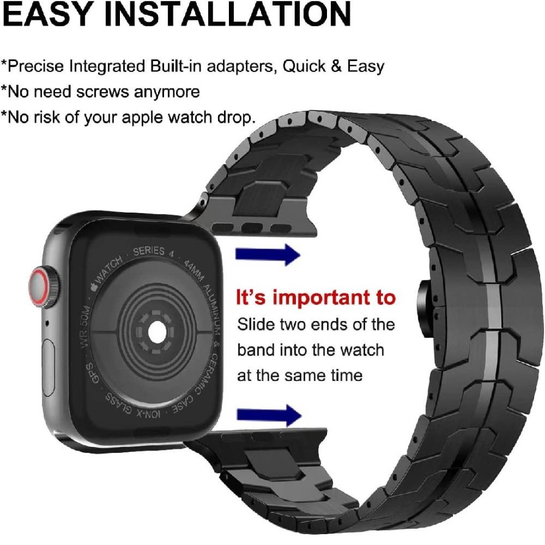 Replacement Stainless Steel Metal Strap For Apple Ultra Watch 49mm Black