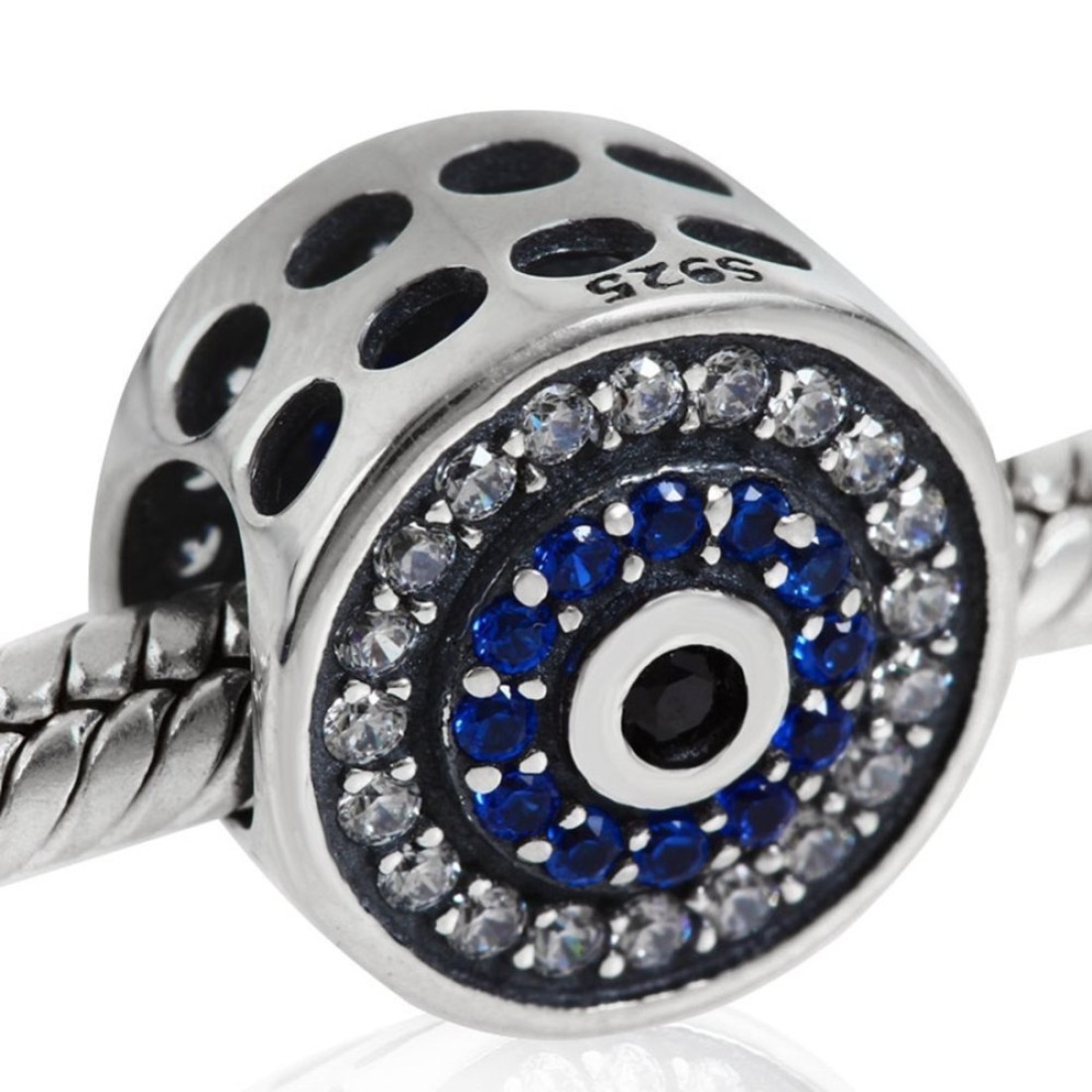 Blue Watchful Eye Charm Bead 925 Sterling Silver Beads fit DIY Bracelet Necklace
