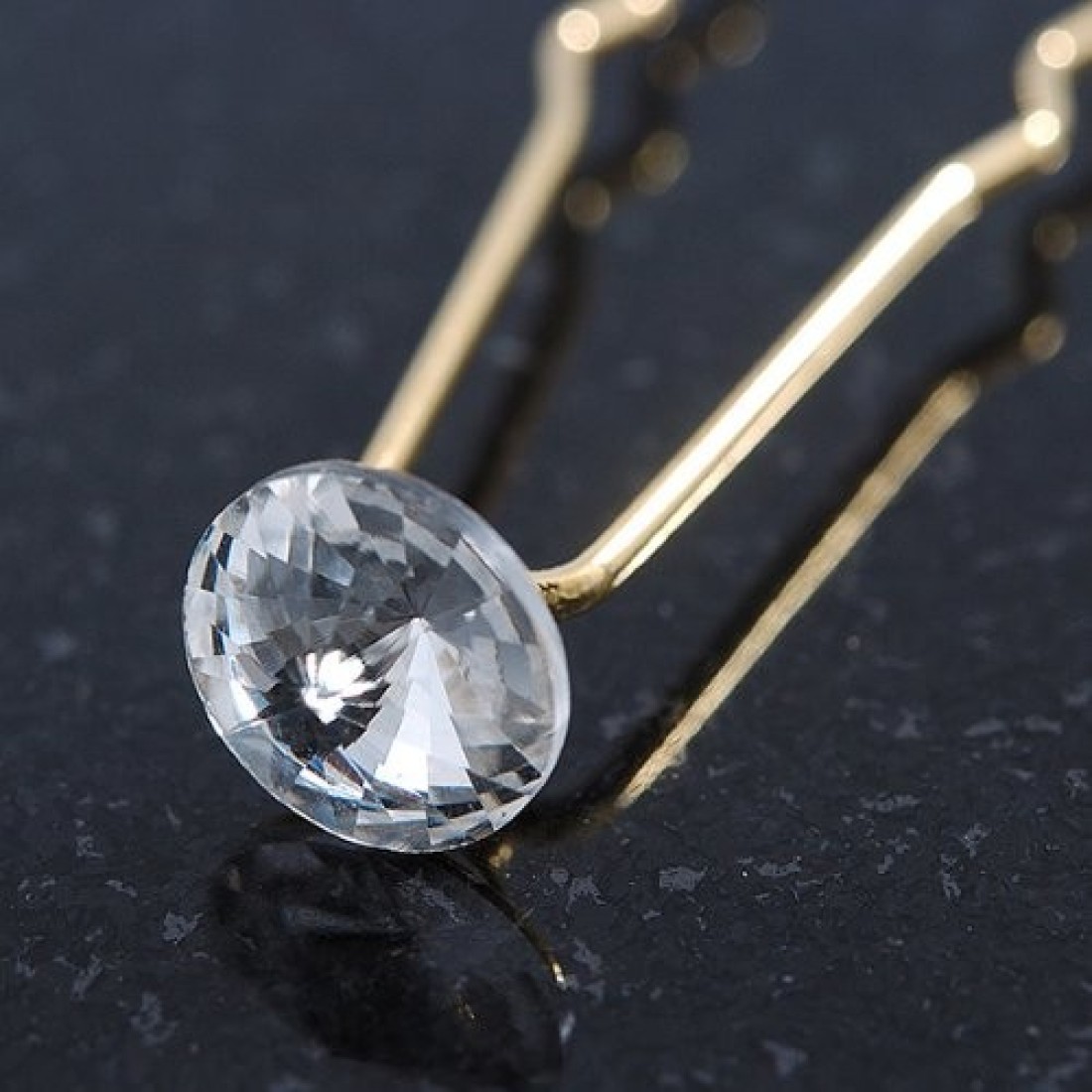 Bridal Wedding Prom Party Set Of 6 Gold Plated Crystal Bead Hair Pins