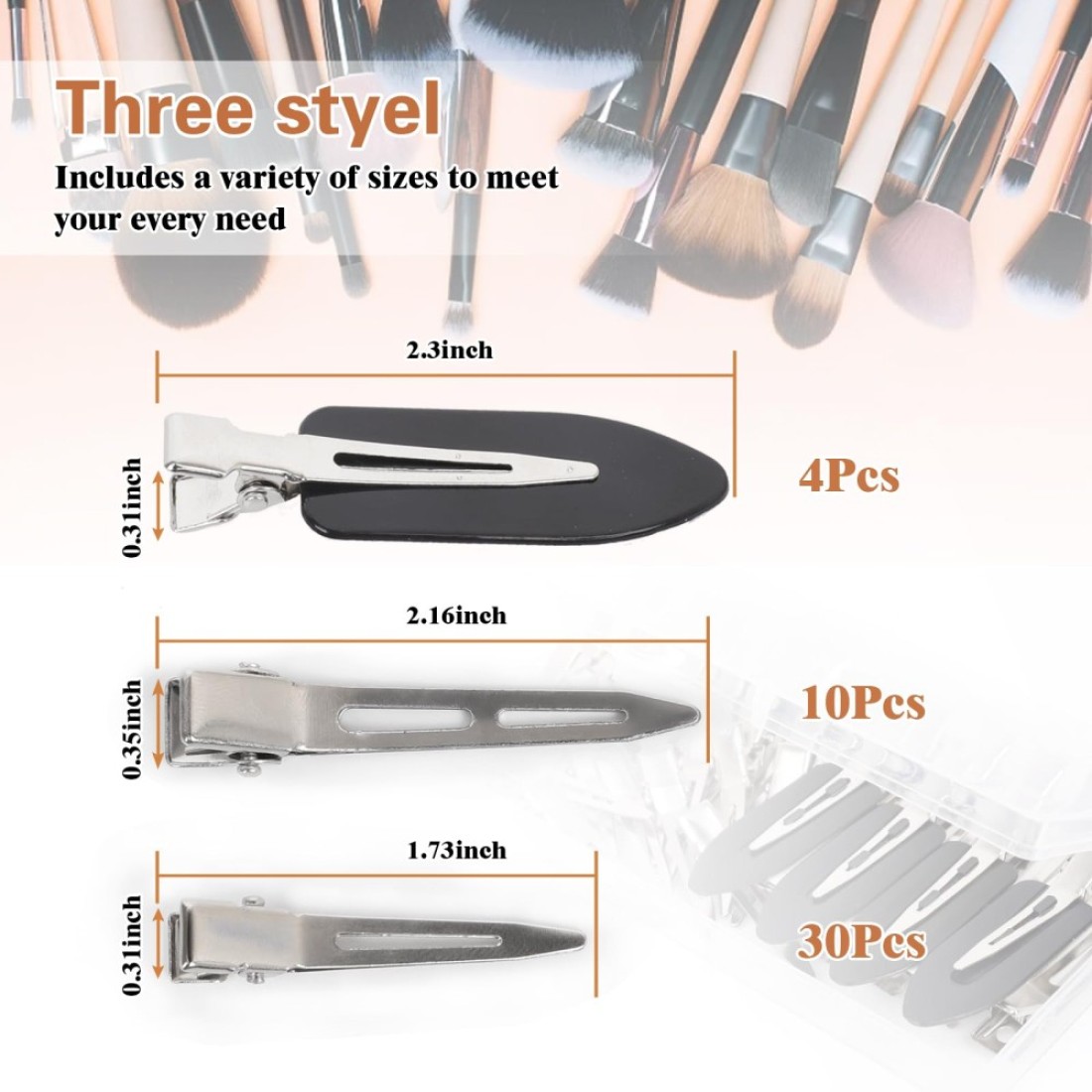 Hair Clips for Women Styling 44Pcs Metal Duck Billed Pin Curl Clips Hair Pins Salon Makeup Hair Dyeing Silver Black