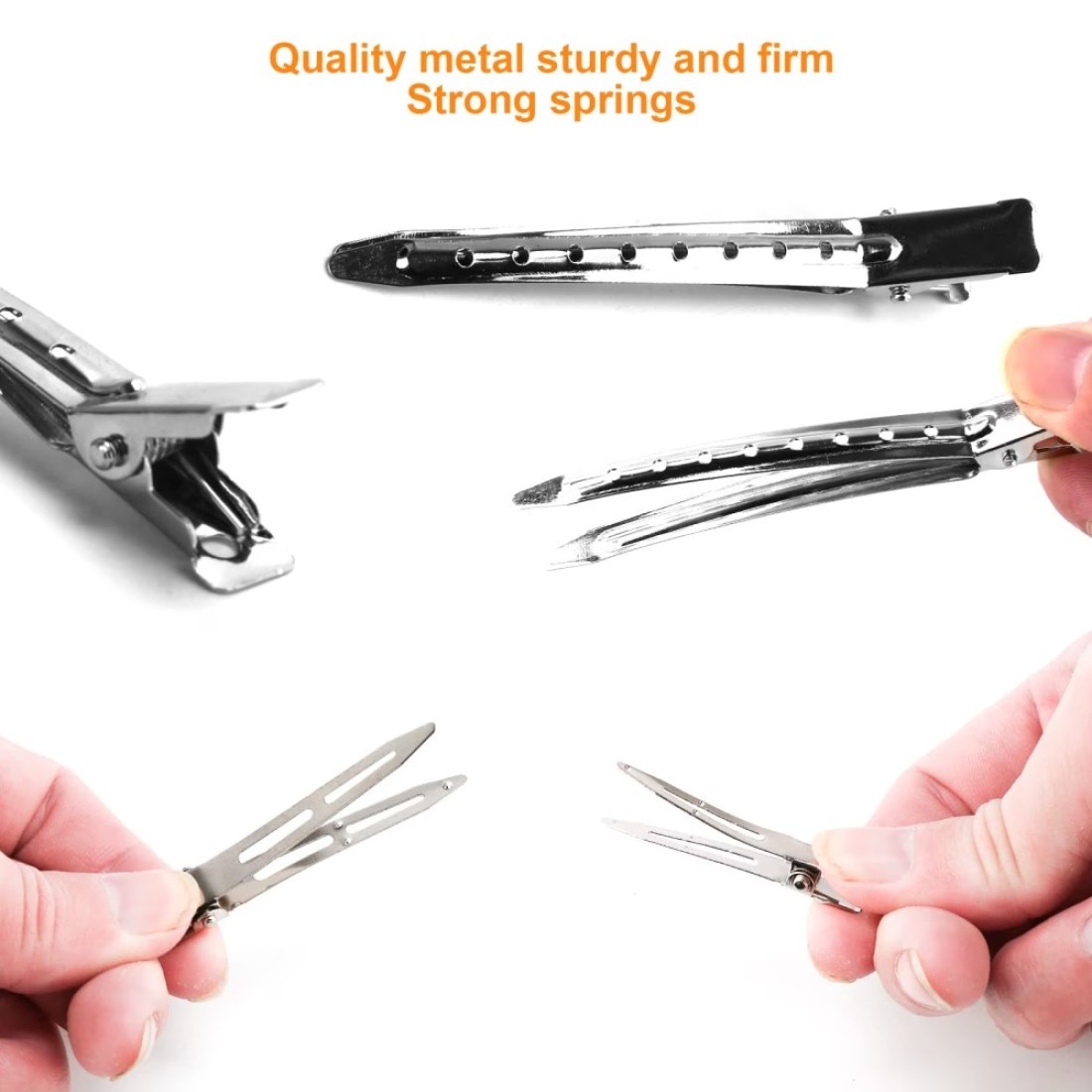 65Pcs Duck Billed Hair Clips for Styling Sectioning Metal Silver Alligator Clips for Women 3 Sizes for Roller Pin Curl Loc Clips for Retwist Salon Barber Bows DIY