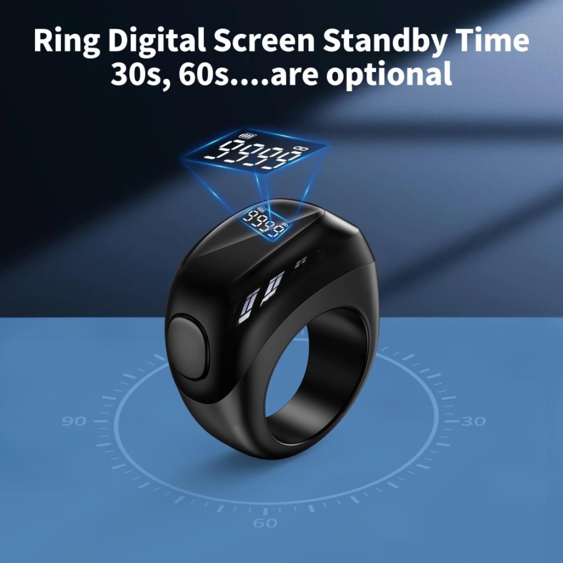 Smart Tasbih Zikr Ring, Rechargeable Zikr Ring, Ring Count Reminder, Muslim Prayer Timing Reminder, LED Display, Tasbih Counter