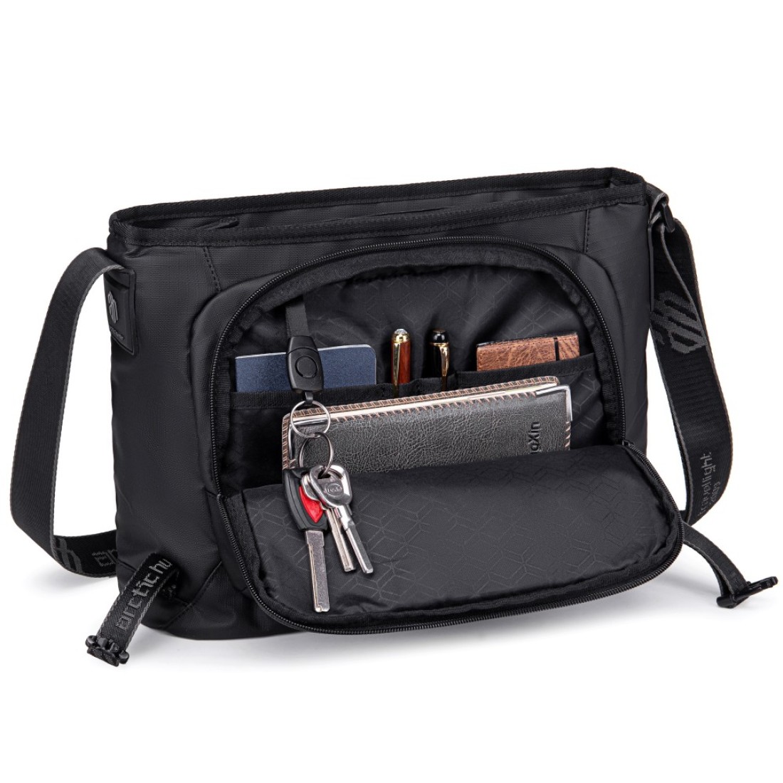 Arctic Hunter Premium Shoulder Laptop Bag Water Resistant Polyester Unisex Shoulder Sling bag for Travel Business School College K00528 Black