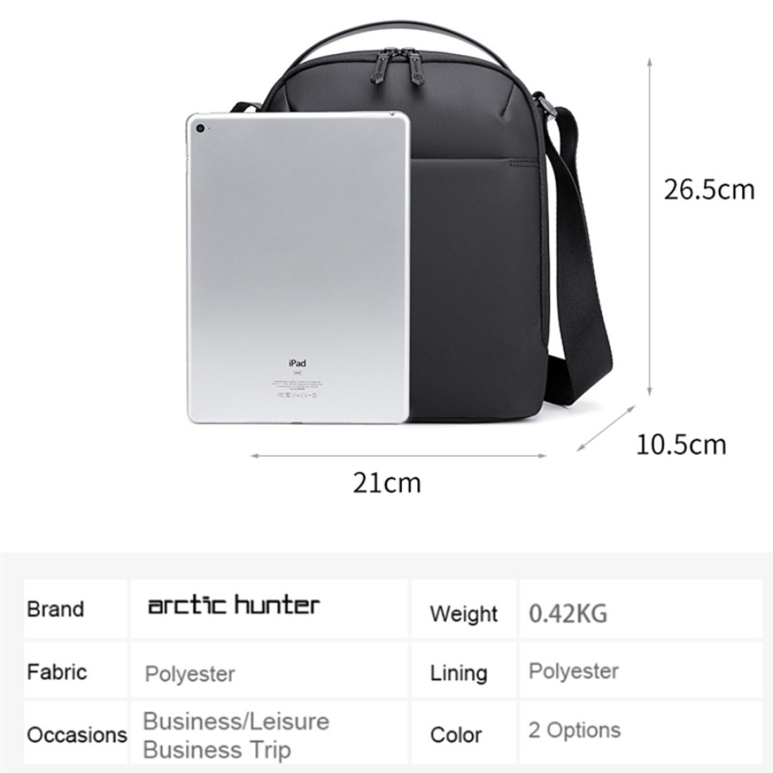 Arctic Hunter Unisex Side Sling Bag Water Resistant Anti-Theft Small Daypack Crossbody Bag for Travel Office Business K00579 Black