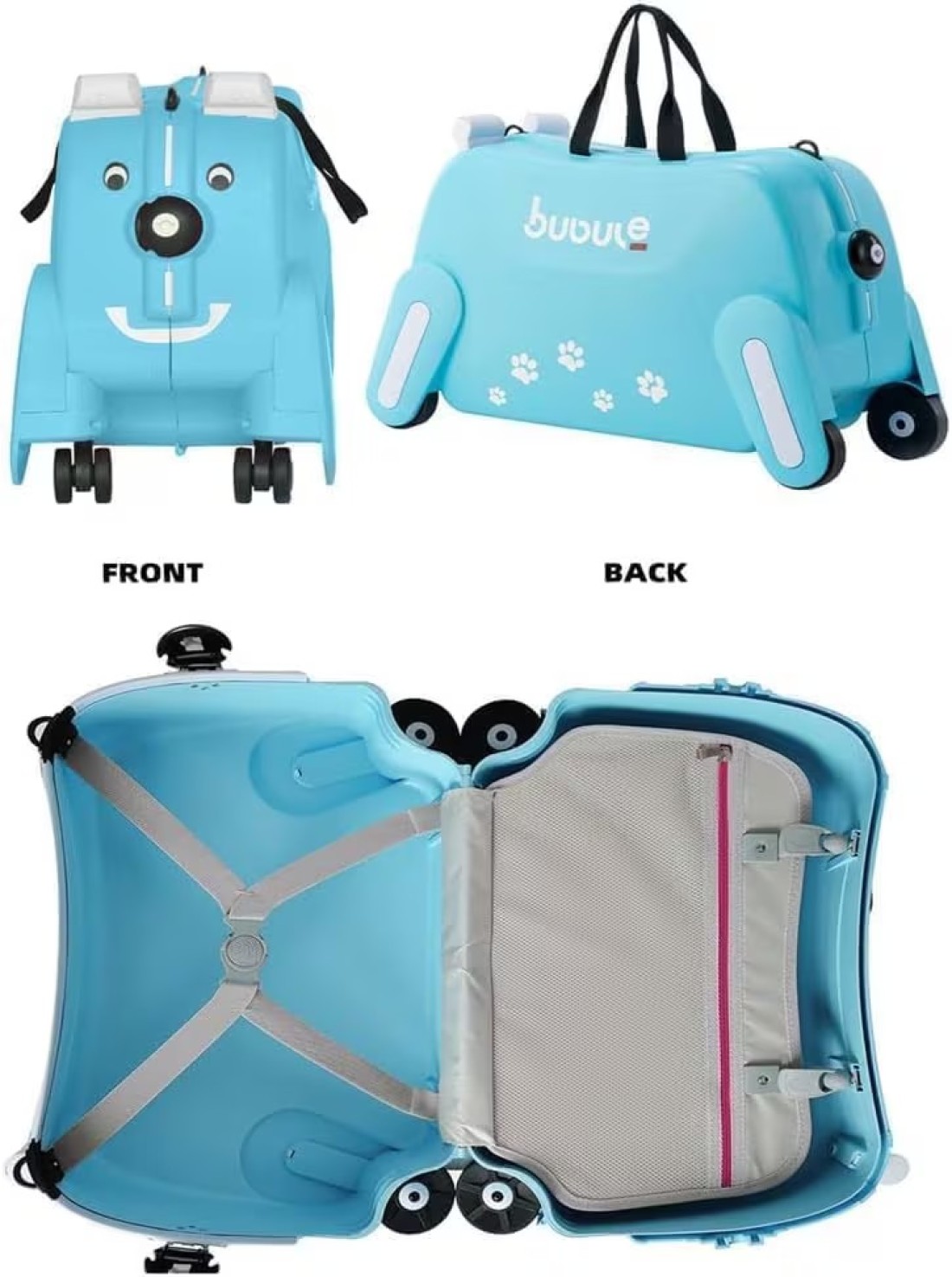 Children&#39;s Ride-On Suitcase with Wheels - Cute Cartoon Rolling Luggage for Kids, Travel &amp; Outdoor Fun(Blue)
