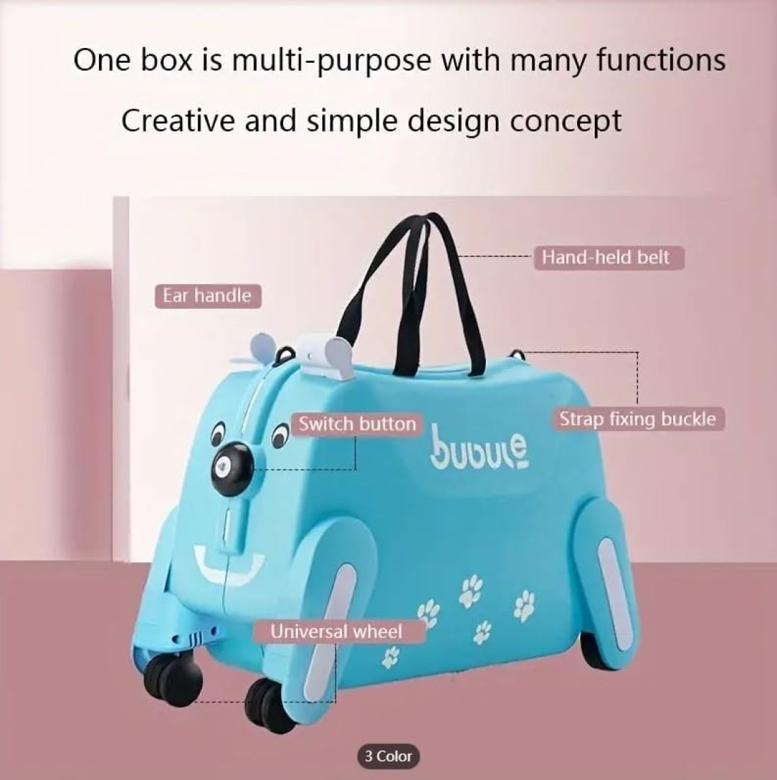 Children&#39;s Ride-On Suitcase with Wheels - Cute Cartoon Rolling Luggage for Kids, Travel &amp; Outdoor Fun(Yellow)