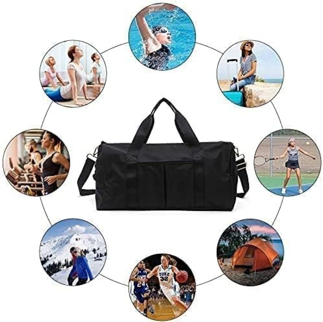 MahMir Gym Bag with Shoes and Waterproof Pocket (Green)