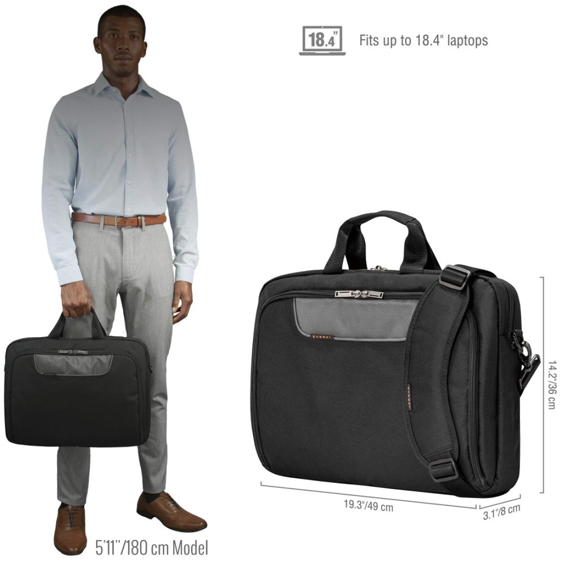 Everki Advance Laptop Briefcase Bag 184 Inch Business Briefcase for MenwomenComputer Bag for Laptops Laptop Travel Bag Heavy Duty Laptop Bag Laptop Carrying Bag EKB407NCH18 Charcoal