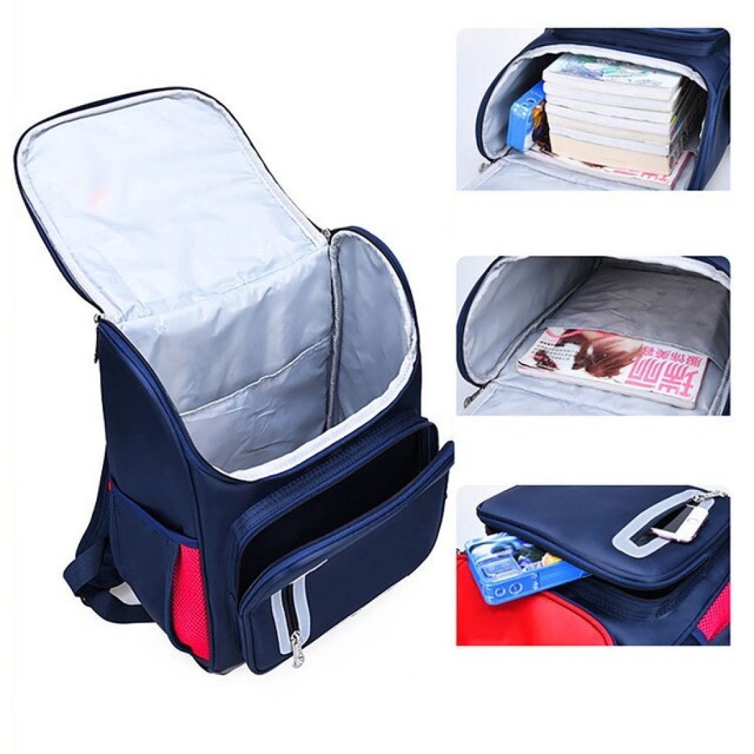 Eazy Kids Ergonomic School Bag-Red blue