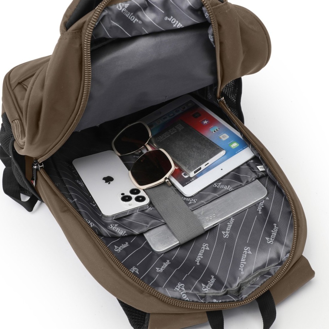 Senator Backpack 18.5 Inch Unisex Nylon Lightweight Water Resistant with Laptop Compartment for Travel Business College School bag, Casual Hiking Travel Daypack KH8105 Beige