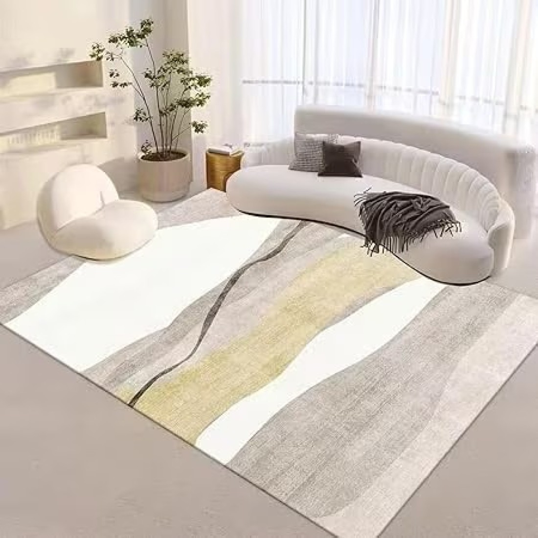 Vital Area Rugs Soft Modern Rug Carpet Geometric Stripe Rug Non Slip Modern Carpet, Abstract Printed Floor Rugs for Home Decorative, Soft &amp; Non-Slip &amp; Washable Indoor Mat (K-318, 160 x 230 cm)