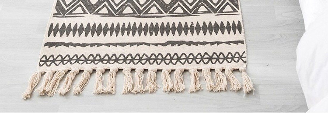 Ethnic Style Handwoven Tassel Carpet For Living Room Bedroom (Size 60×90CM)